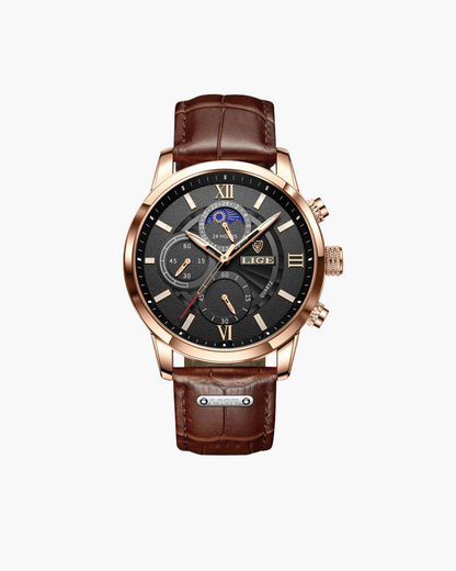 Elegant Waterproof Lugano Classic Watch for Men with Authentic Leather Strap