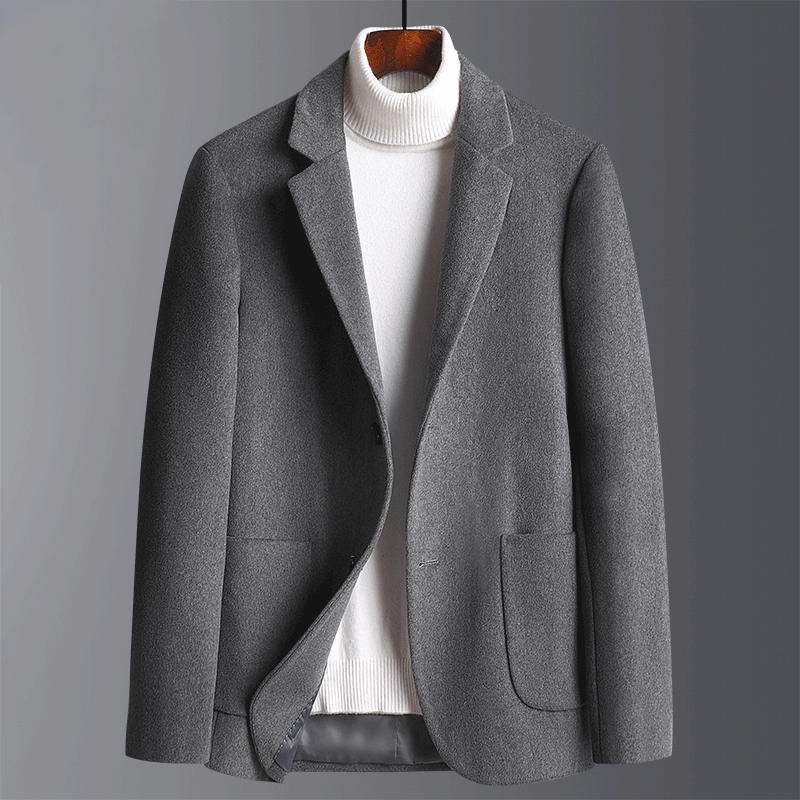 Kensley Elegant Notched Lapel Wool-Cashmere Blend Coat: Timeless Style & Comfort