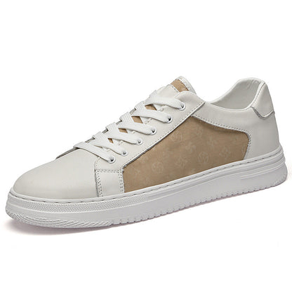 Beckham Court Premium Leather Sneakers: Embossed Detail, Memory Foam Comfort