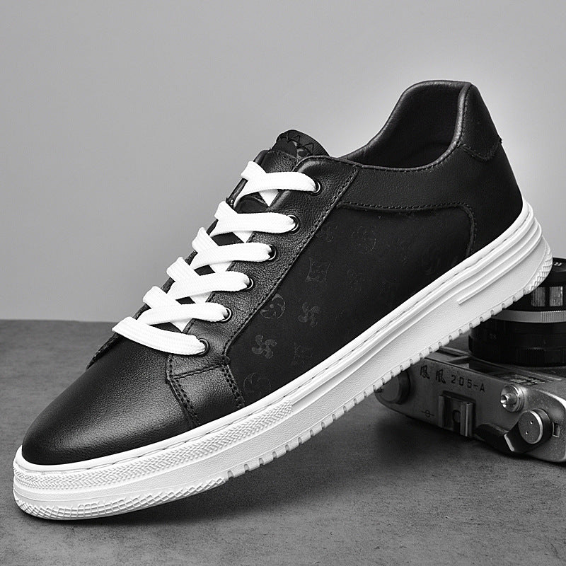 Beckham Court Premium Leather Sneakers: Embossed Detail, Memory Foam Comfort