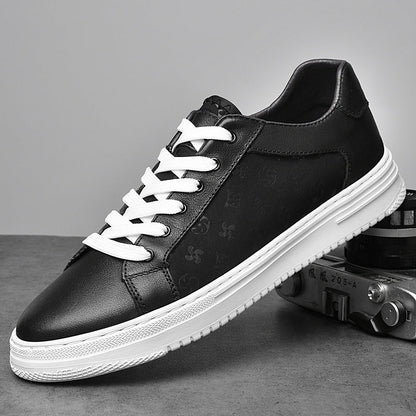 Beckham Court Premium Leather Sneakers: Embossed Detail, Memory Foam Comfort