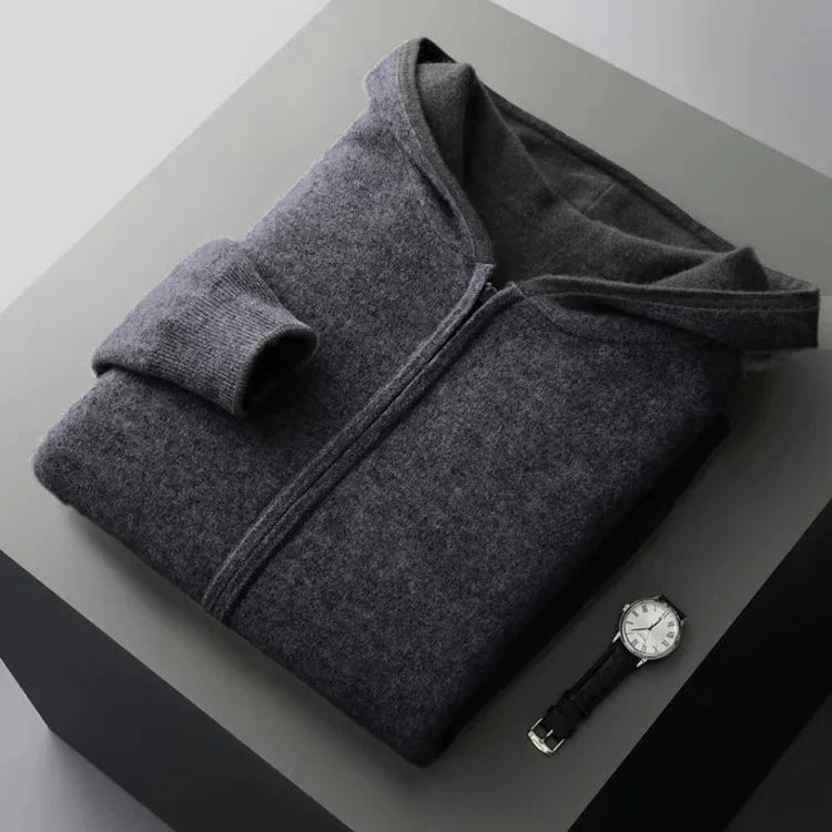 Premium Double-Sided Merino Wool Full-Zip Hoodie for Ultimate Comfort