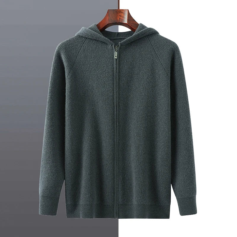 Men's Luxury Merino Wool Full-Zip Hooded Top – Calvin Clarke Collection