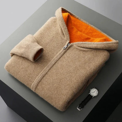 Premium Double-Sided Merino Wool Full-Zip Hoodie for Ultimate Comfort