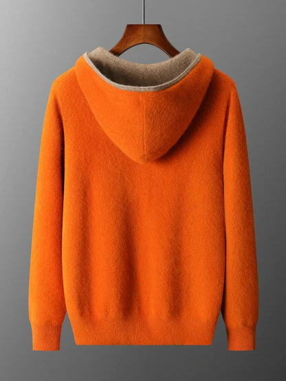 Premium Double-Sided Merino Wool Full-Zip Hoodie for Ultimate Comfort