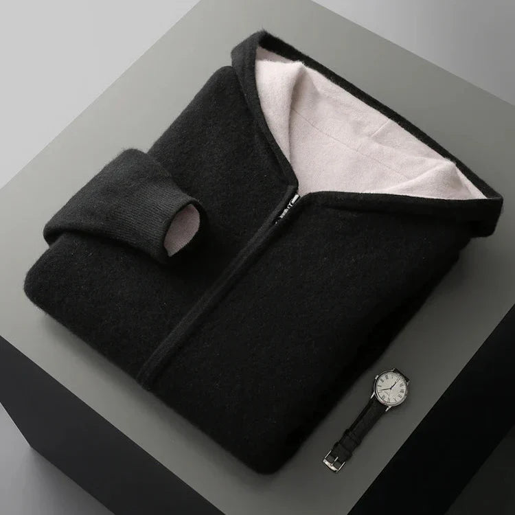 Premium Double-Sided Merino Wool Full-Zip Hoodie for Ultimate Comfort