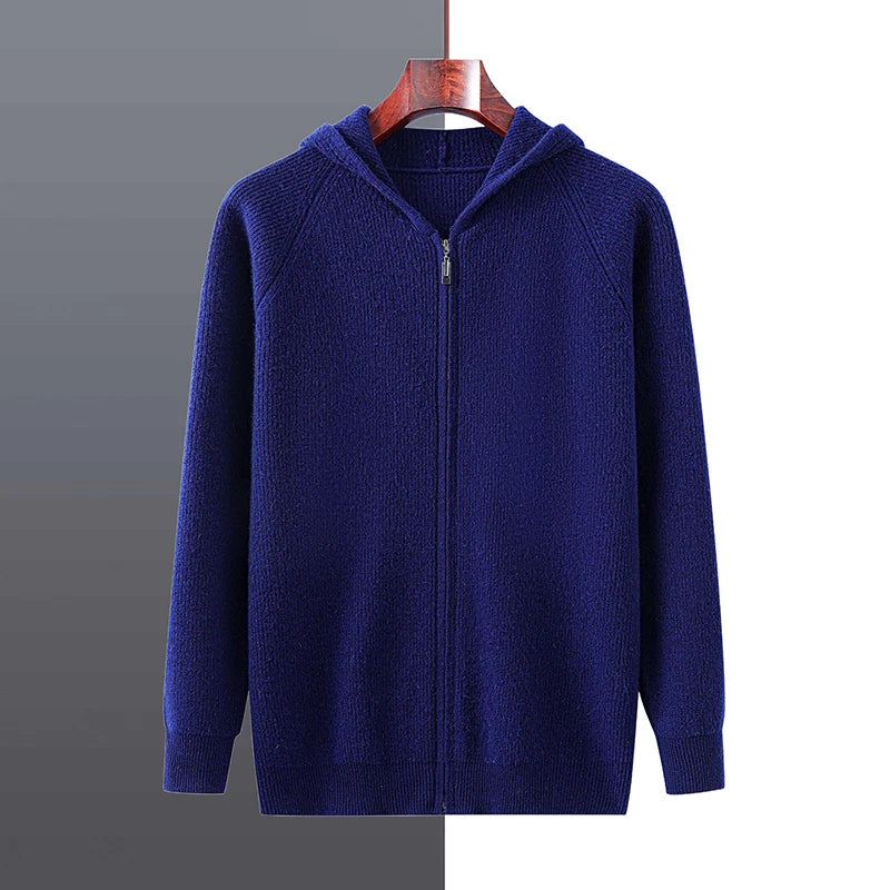 Men's Luxury Merino Wool Full-Zip Hooded Top – Calvin Clarke Collection