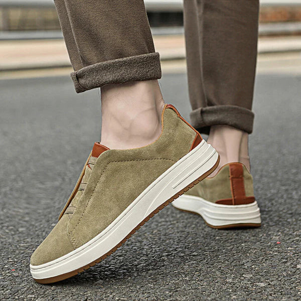 Men's Premium Suede Flex Slip-On Trainers with Cushioned Sole