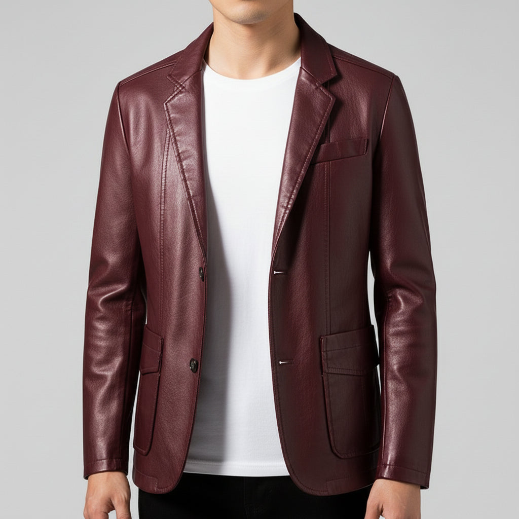 Ashford Vegan Leather Blazer for Men – Smart Tailored Single-Breasted Jacket
